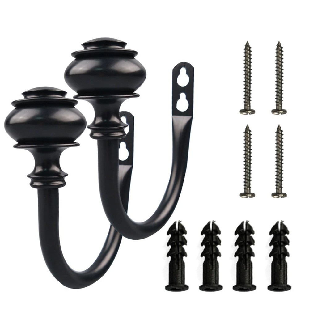 Curtain Holdbacks Black 10Pcs, Curtain Tiebacks Wall Mounted Curtain Hooks US