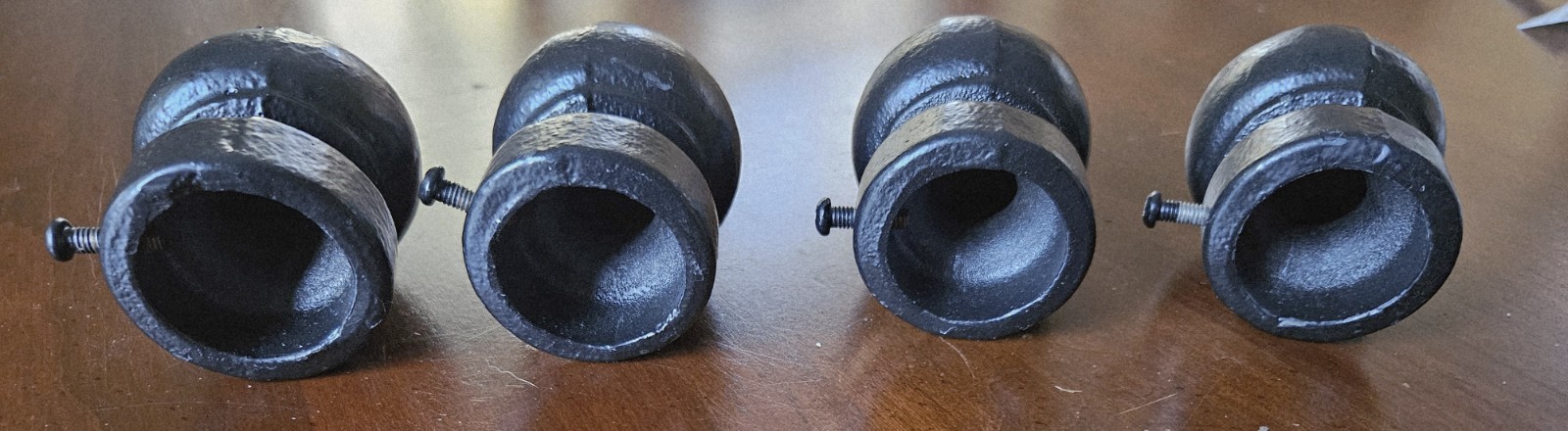 Black Cast Iron Decorative Finials Set 4 Heavy Industrial Farmhouse Decor 1″ Rod
