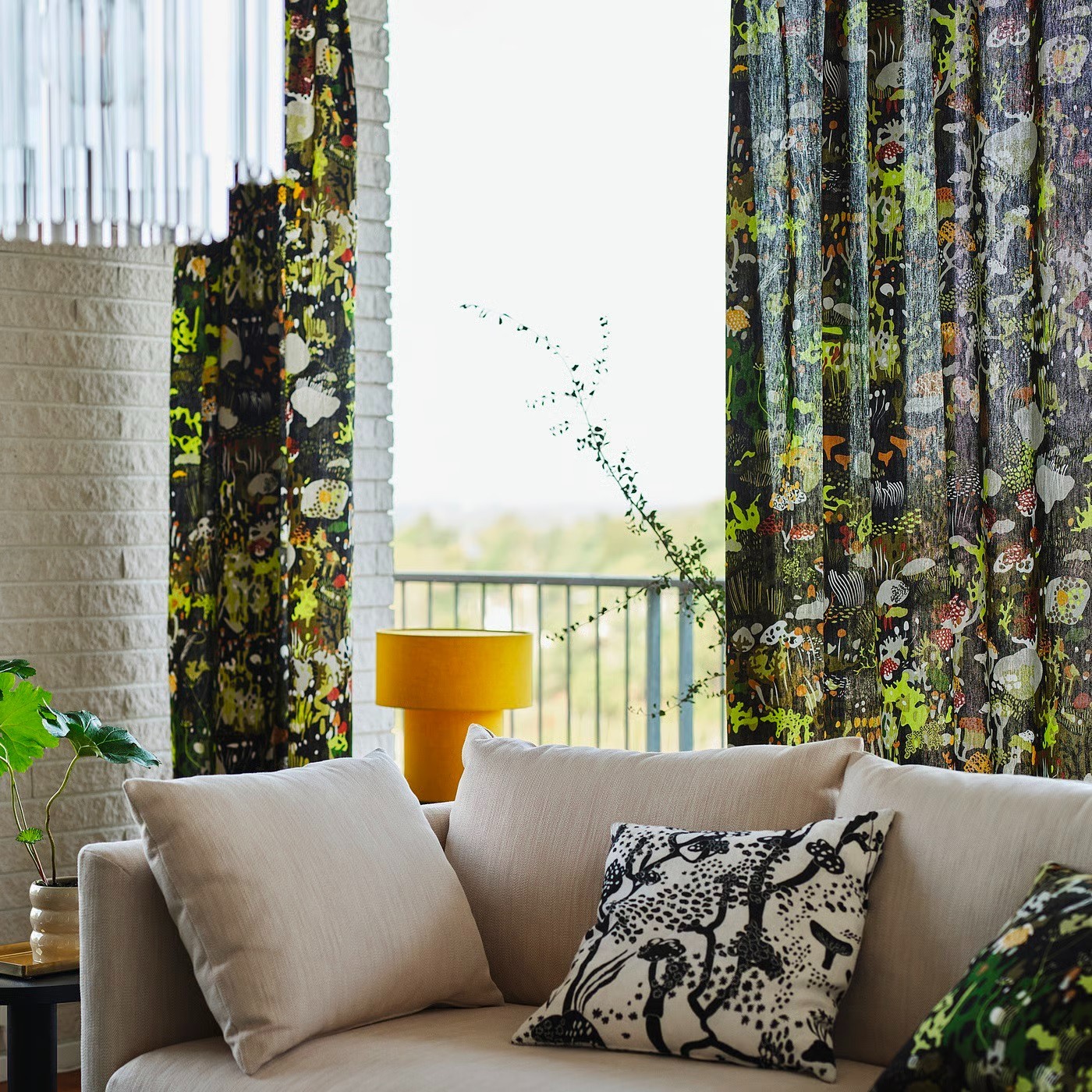 IKEA STOCKHOLM Curtains 1 Pair (2 Panels) Black Multicolor 57x 98″ 706.010.84