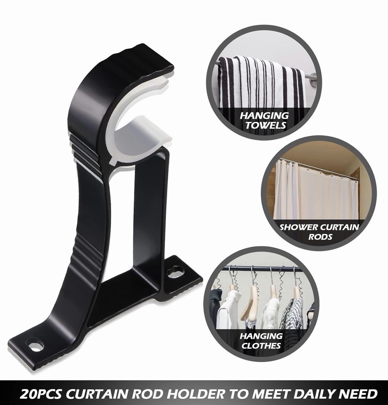 16 Pcs Curtain Rod Bracket Heavy Duty Holders Hooks Hangers Bulk for 1 Inch t…