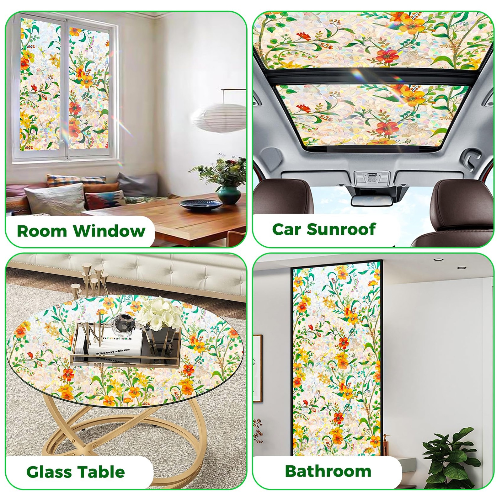 Stained Glass Window Clings Decorative Suncatcher Window Film Stickers