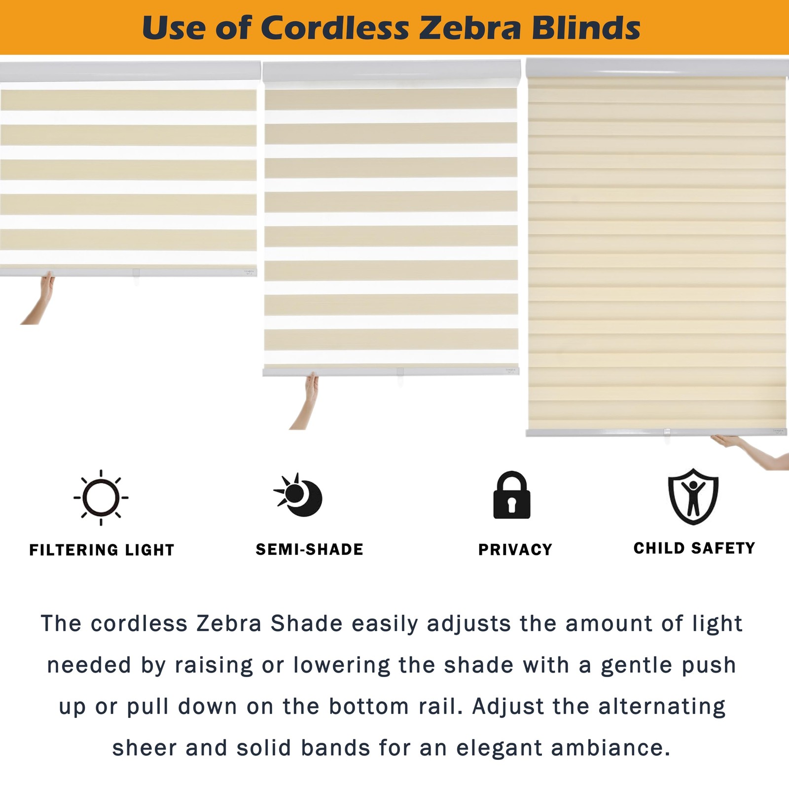 Jiangpin Textile Cordless Zebra Blinds Window Blind Zebra Shade Blinds Windows
