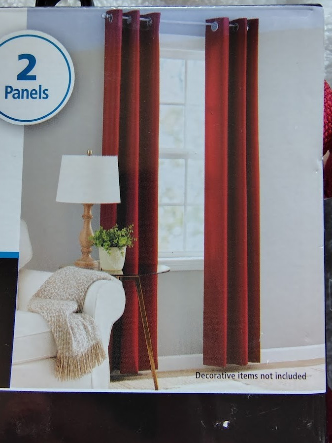 New-2 Pair, Blackout Panel Curtain (4) Panels, 37″w x 84″L, Mainstays, Dark Red