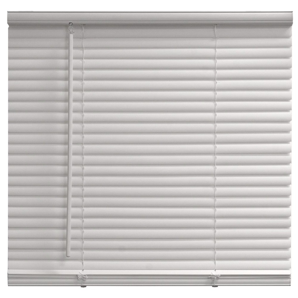 1″ Cordless Vinyl Light Filtering Mini Blinds, White, 34″ W x 64″ L