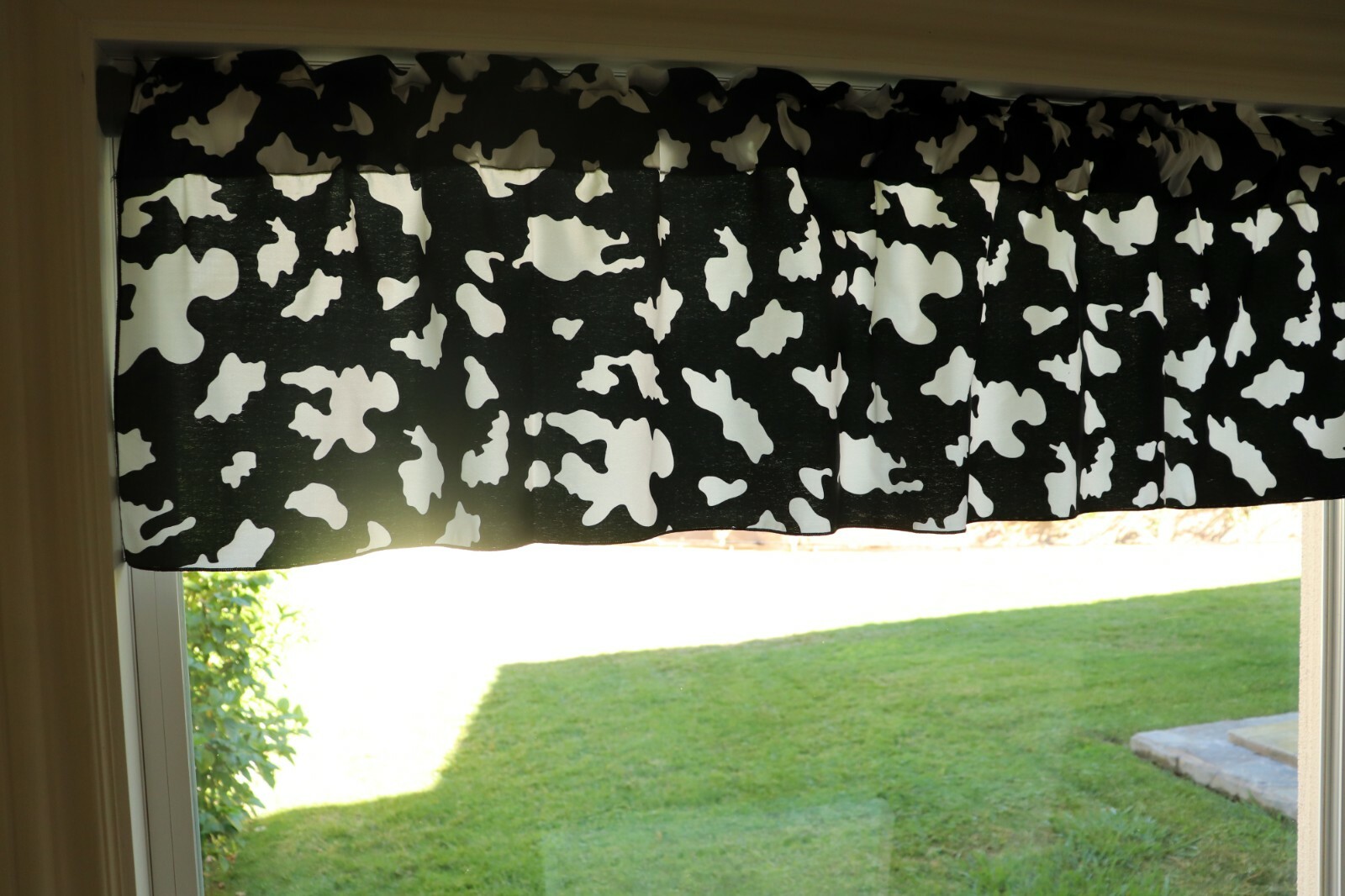 Cotton Print Window Curtain Valance Cow Spots Animal Print 58″ Wide