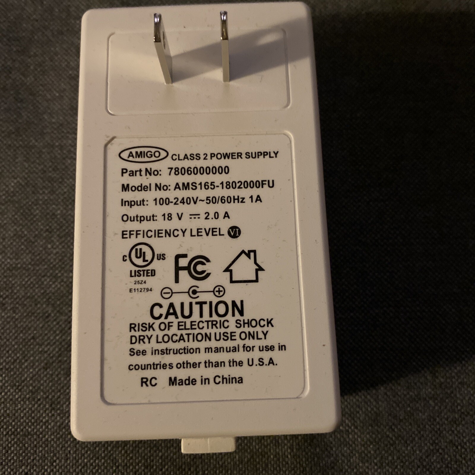 Hunter Douglas Powerview 18V DC Plug-In Transformer