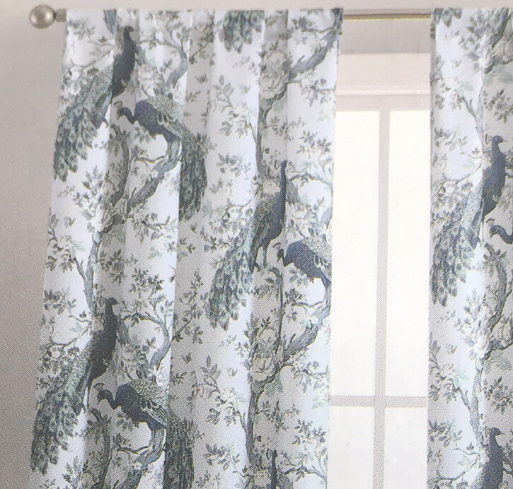 Laura Ashley Peacock 2 Window Curtain Panels 38×96 Belvedere Floral Blue Green