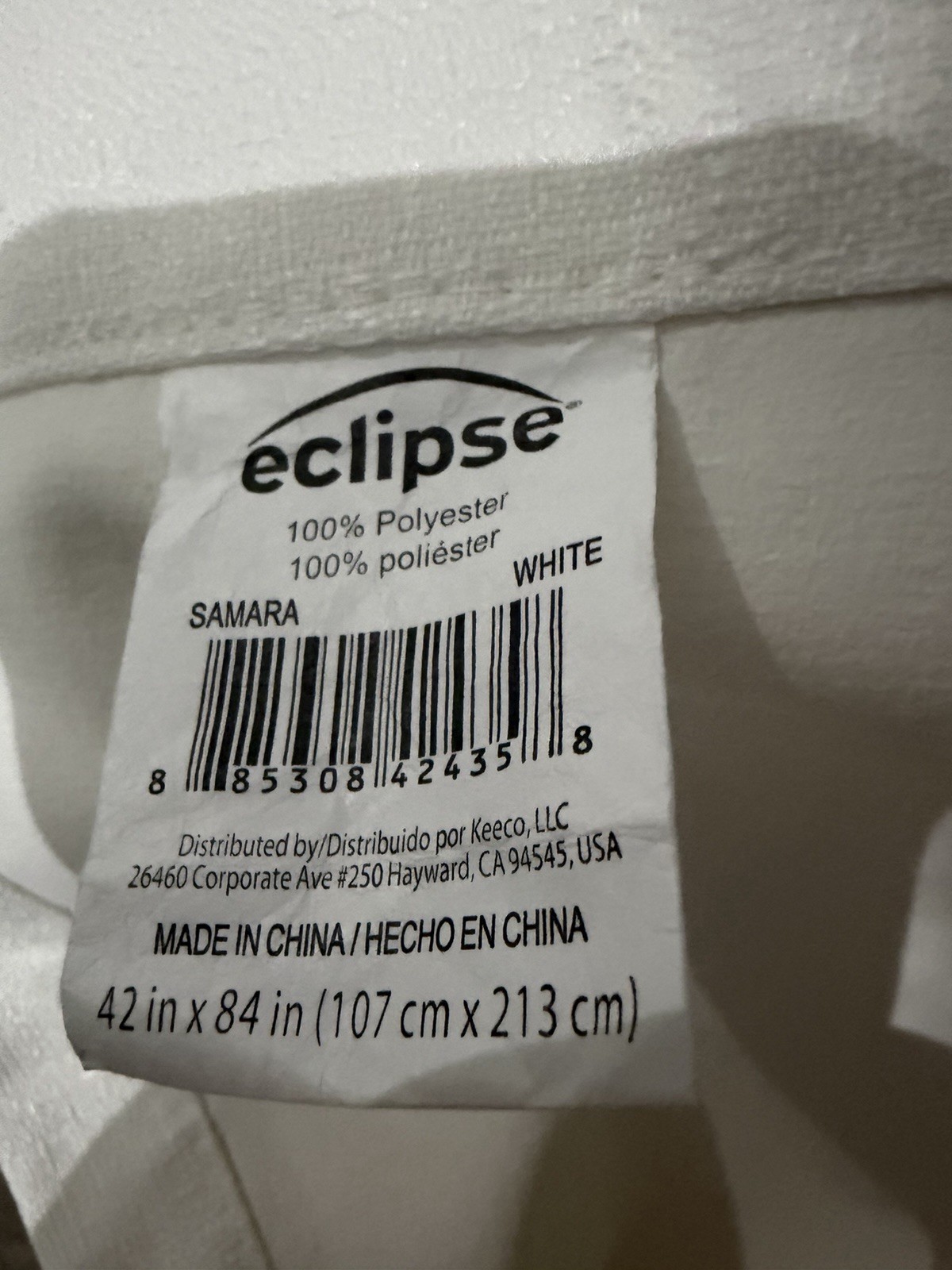 Eclipse Samara White Polyester Solid Curtain Panel 42 x 84 in Rod Pocket