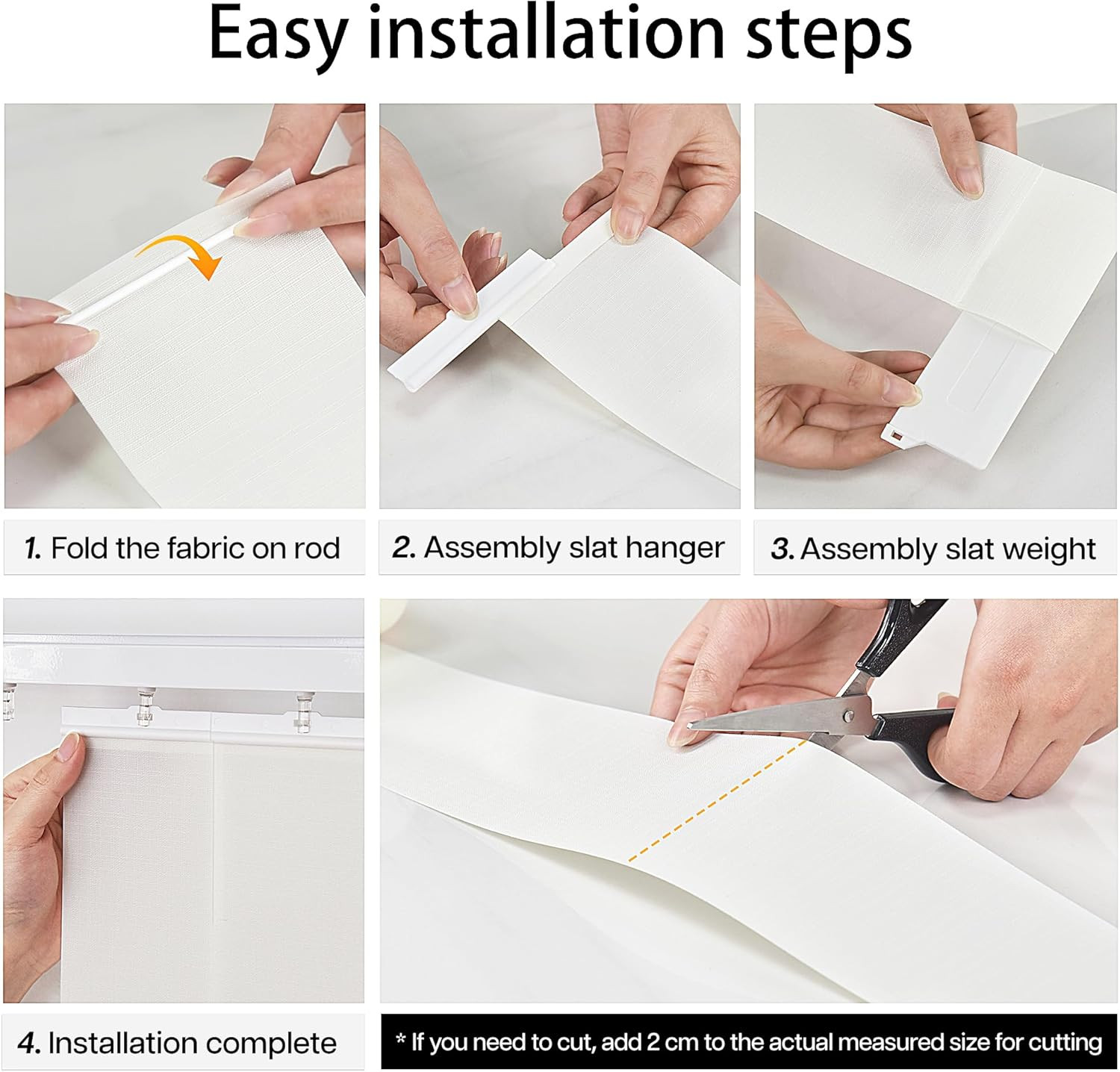 Easy-Cut White Vertical Blind Slats – 34 Room Darkening Replacement Pieces