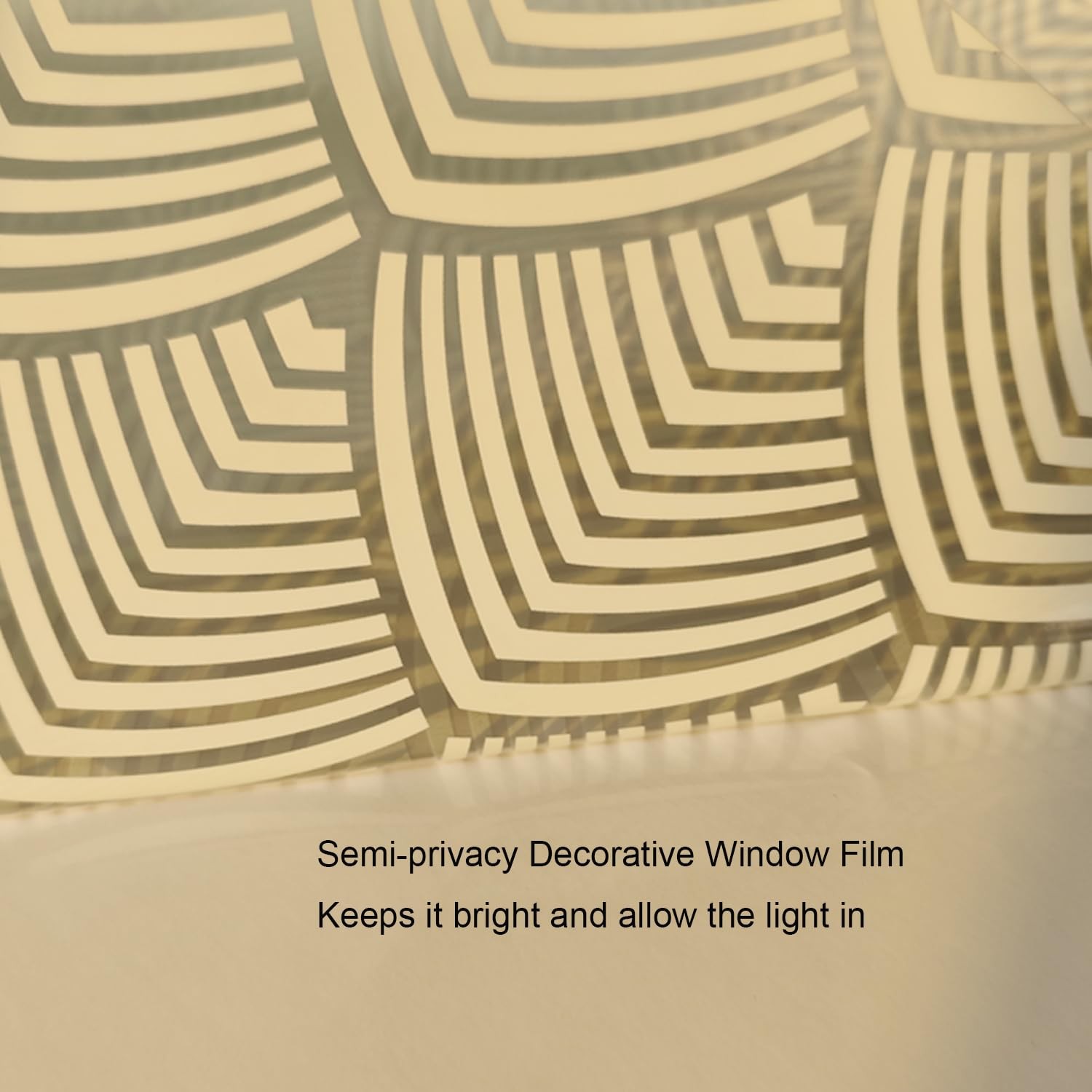 47.24×14.96in Stained Pure White Stripe Art Deco Window Film Retro Style,Doub…