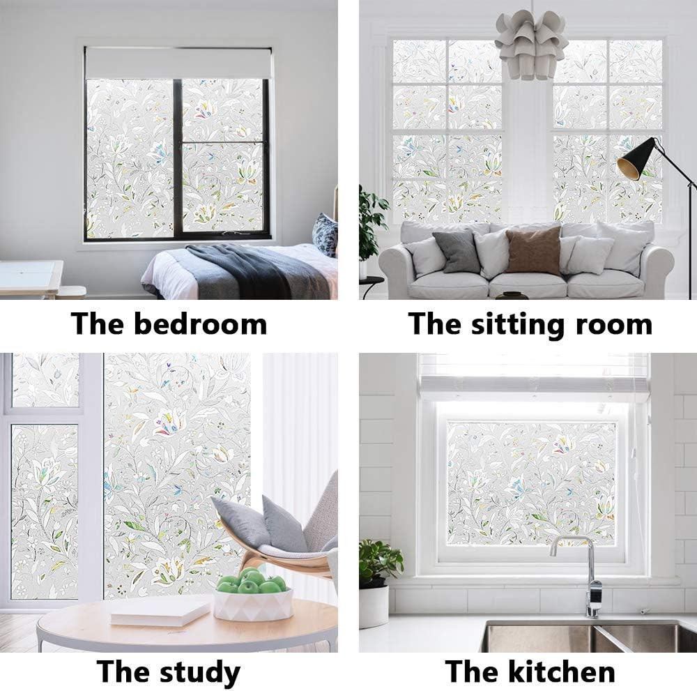 Window Privacy Film, Frosted Removable Glass 17.5" x 78.7", White