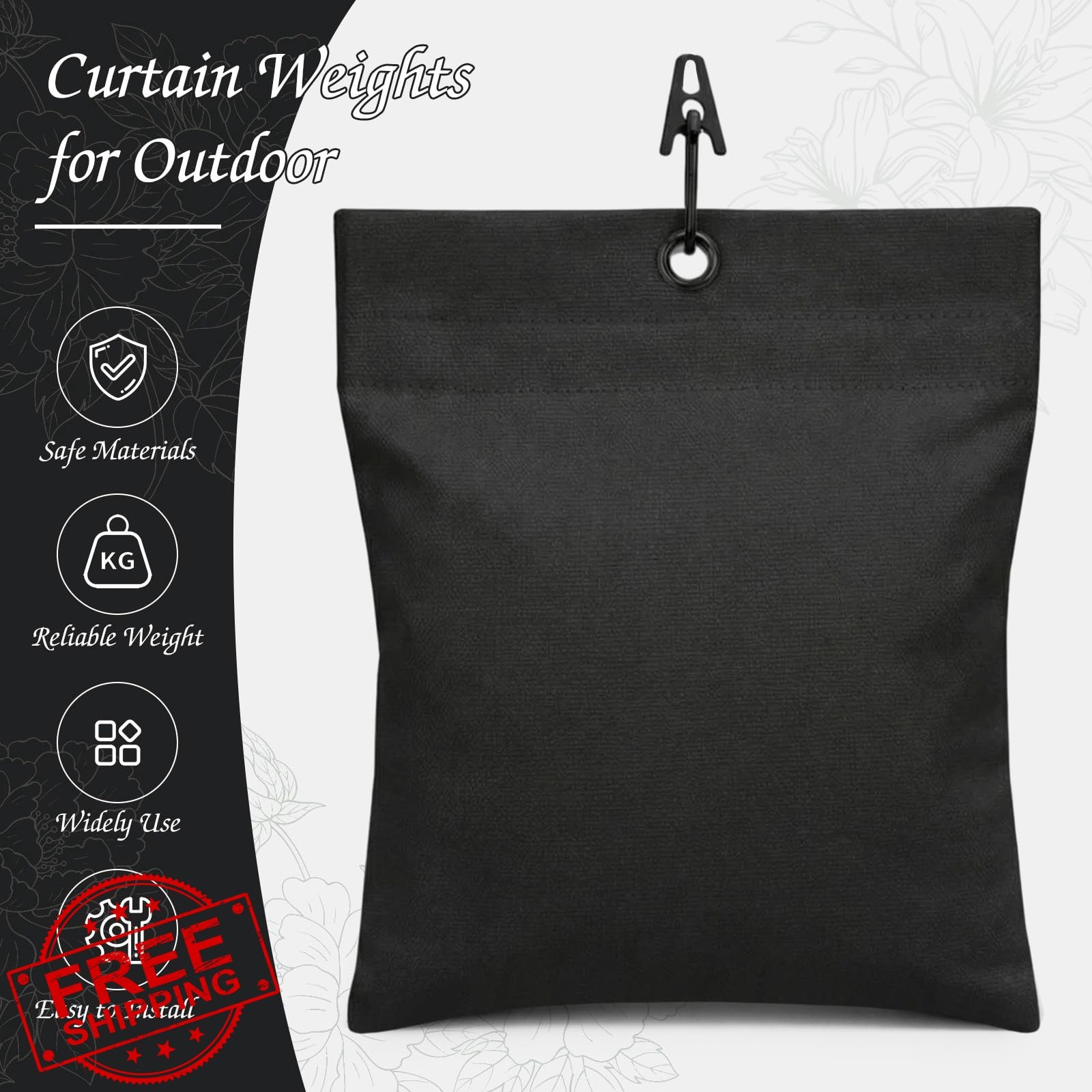 Relaxweex 12 Pack Black Curtain Weights 16oz