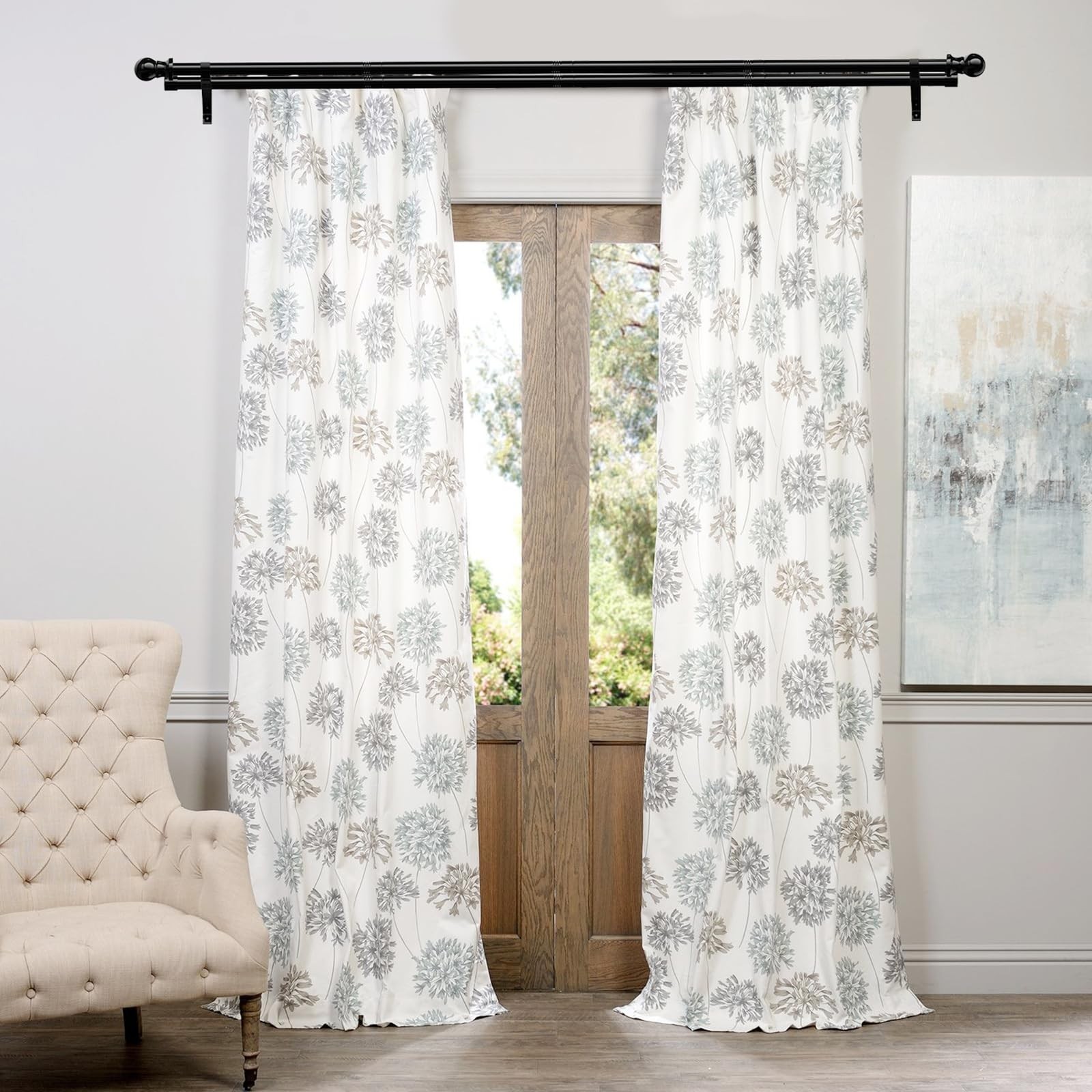 1 Inch Double Curtain Rods for Windows 28in-44in, Heavy Duty Decorative Drape…