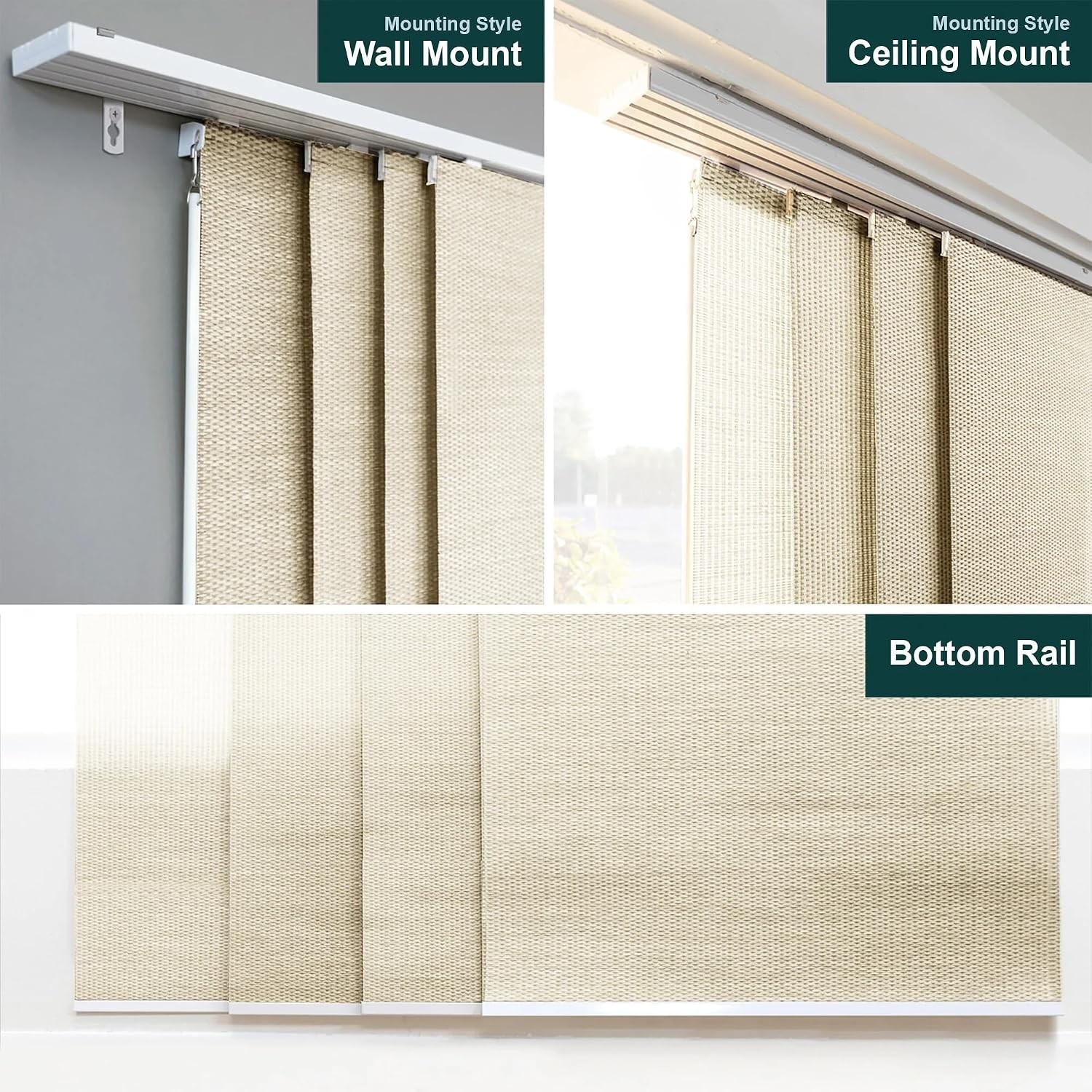 Panel Track Blinds for Sliding Glass Door, Adjustable Track for Patio Entry,