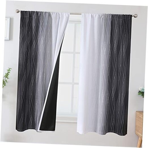 Ombre Blackout Curtains 63 42″W x 63″L (Pack of 2) Black and Greyish White
