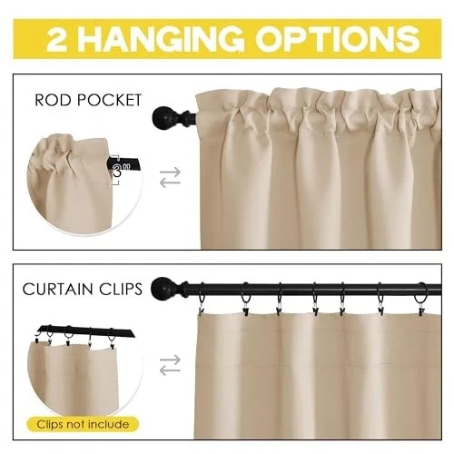 Energy Efficient Valance for Windows Rod Pocket Room 4 Biscotti Beige