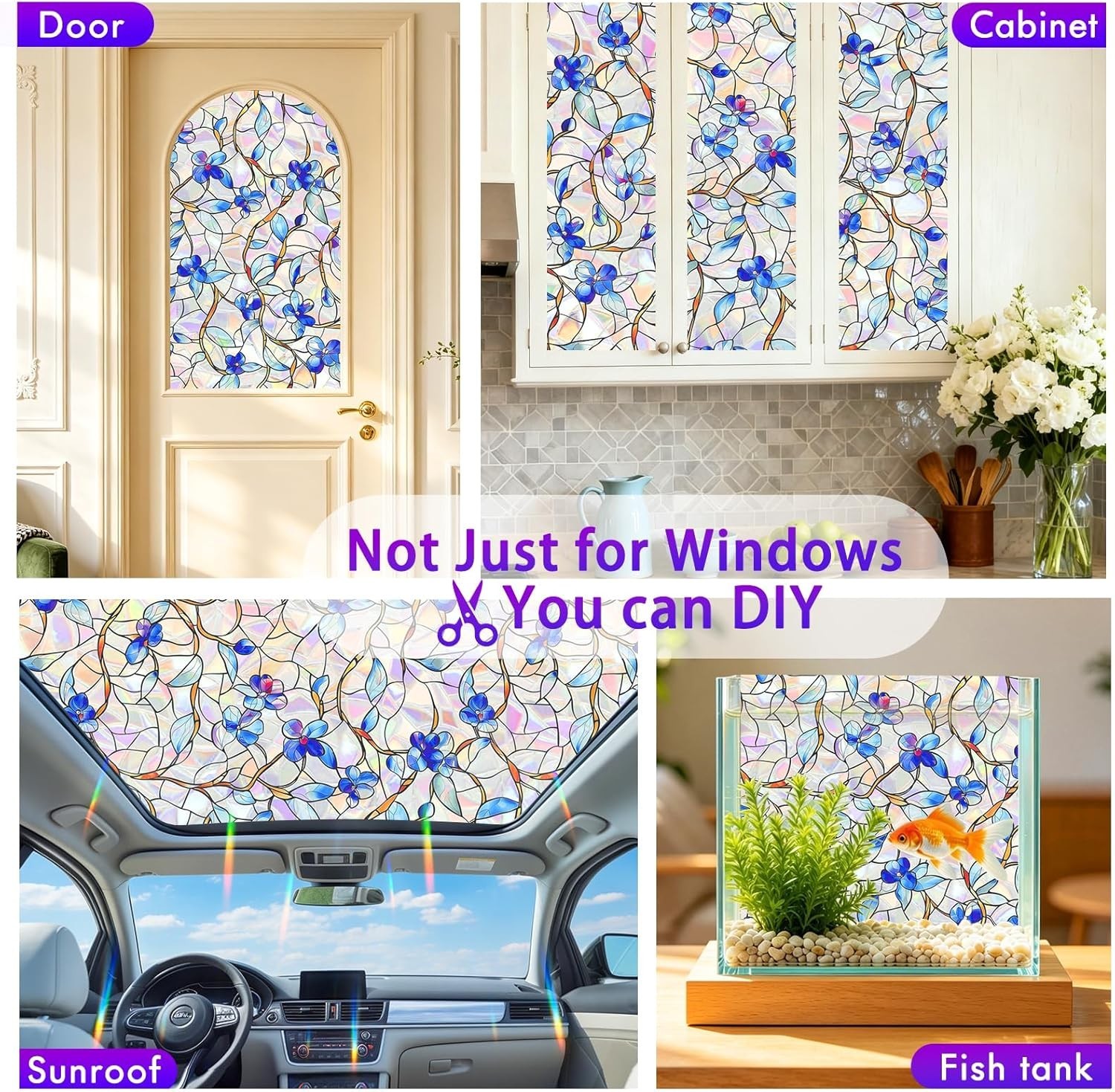 Rainbow Window Privacy Film,Heat Control,UV Blocking,Anti-Glare,Day & Night P…