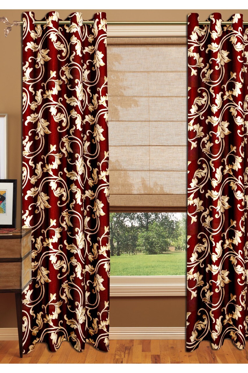 Drapery Panel – Red & Gold – Rayon/Polyester- 55″-MLK