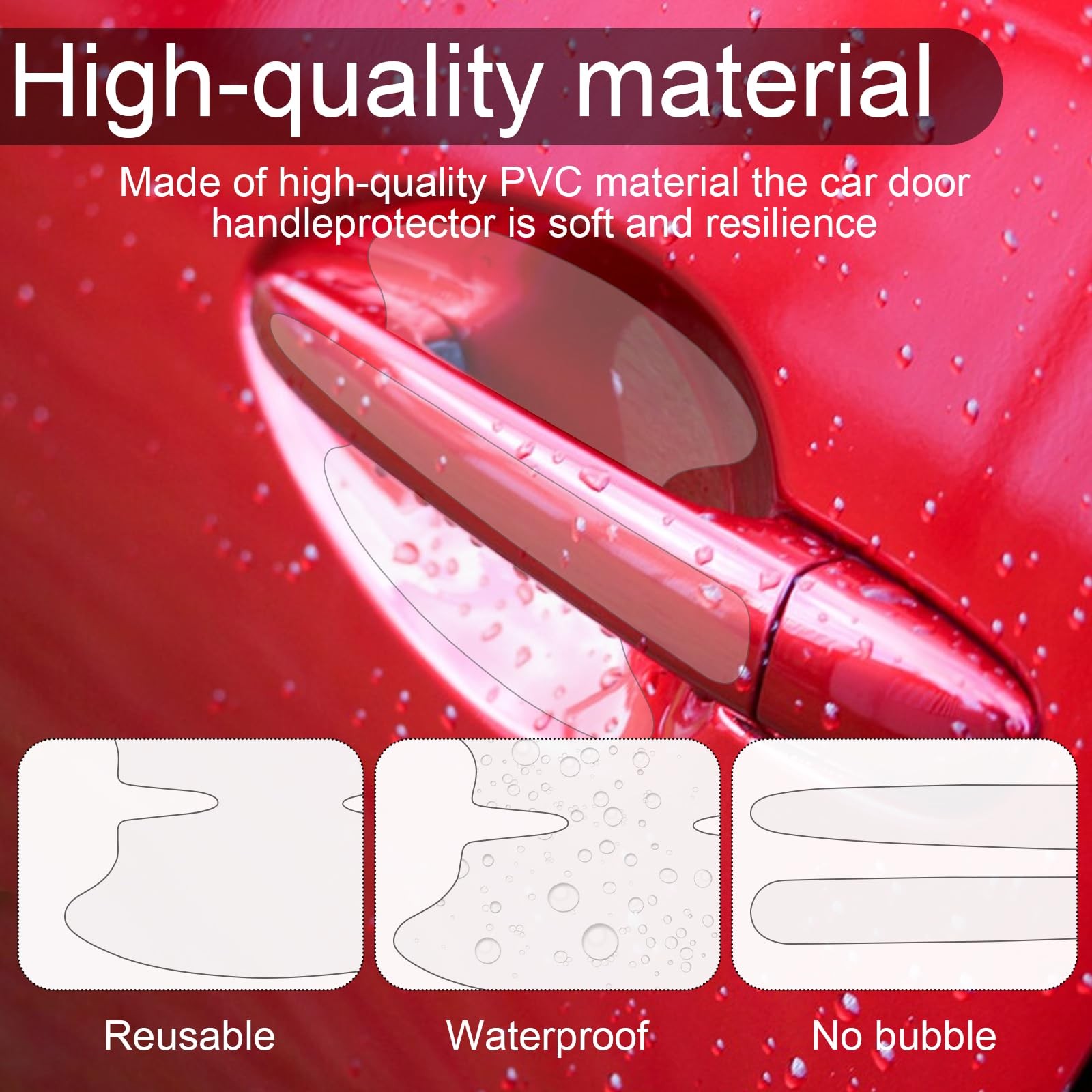 Car Door Handle Scratch Protector Transparent TPU 16 Pcs Universal for Most Cars