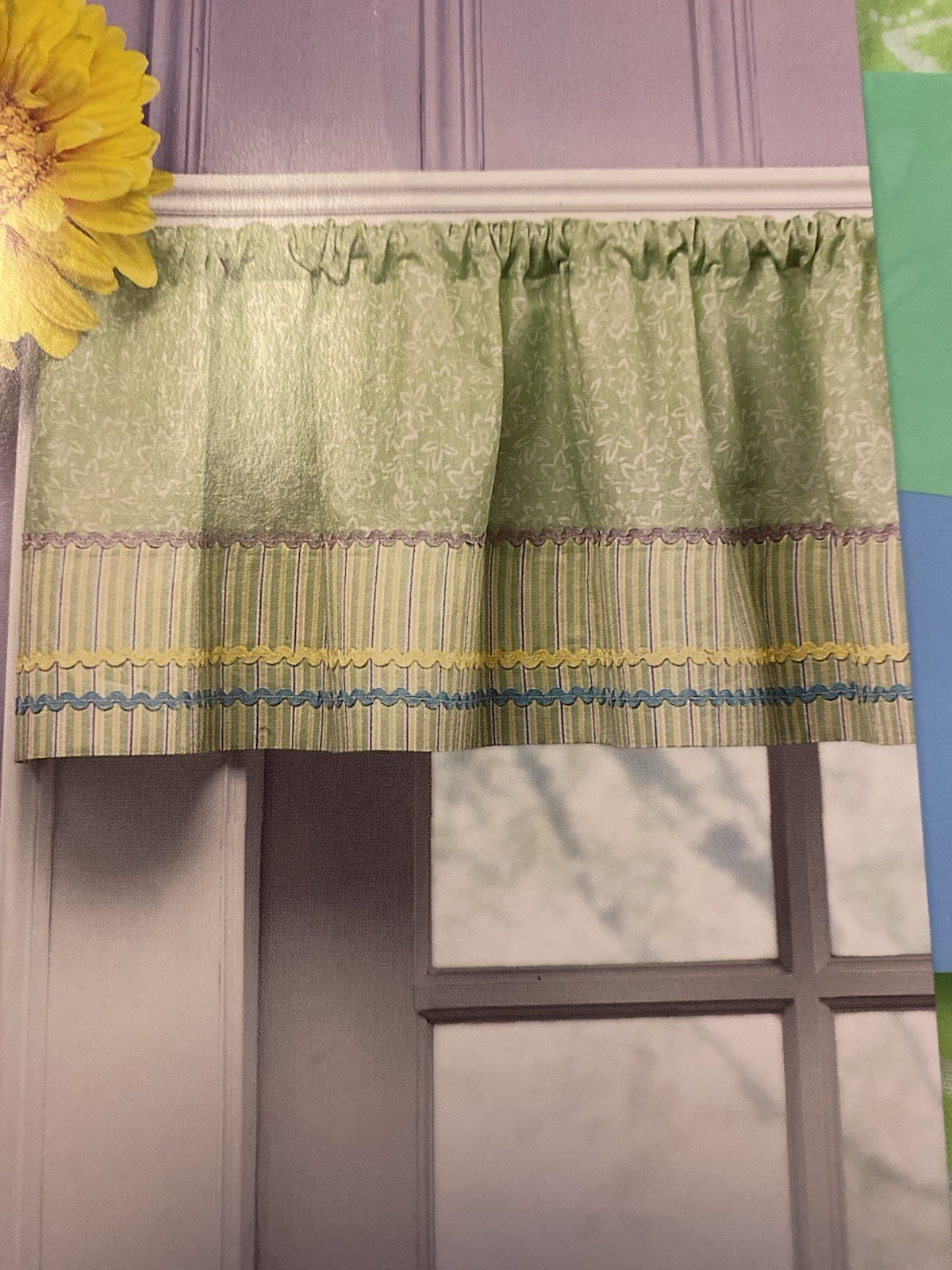NWT JCPenney Home Window Pair Valances MARISSA Floral Stripe Cottage Farmhouse