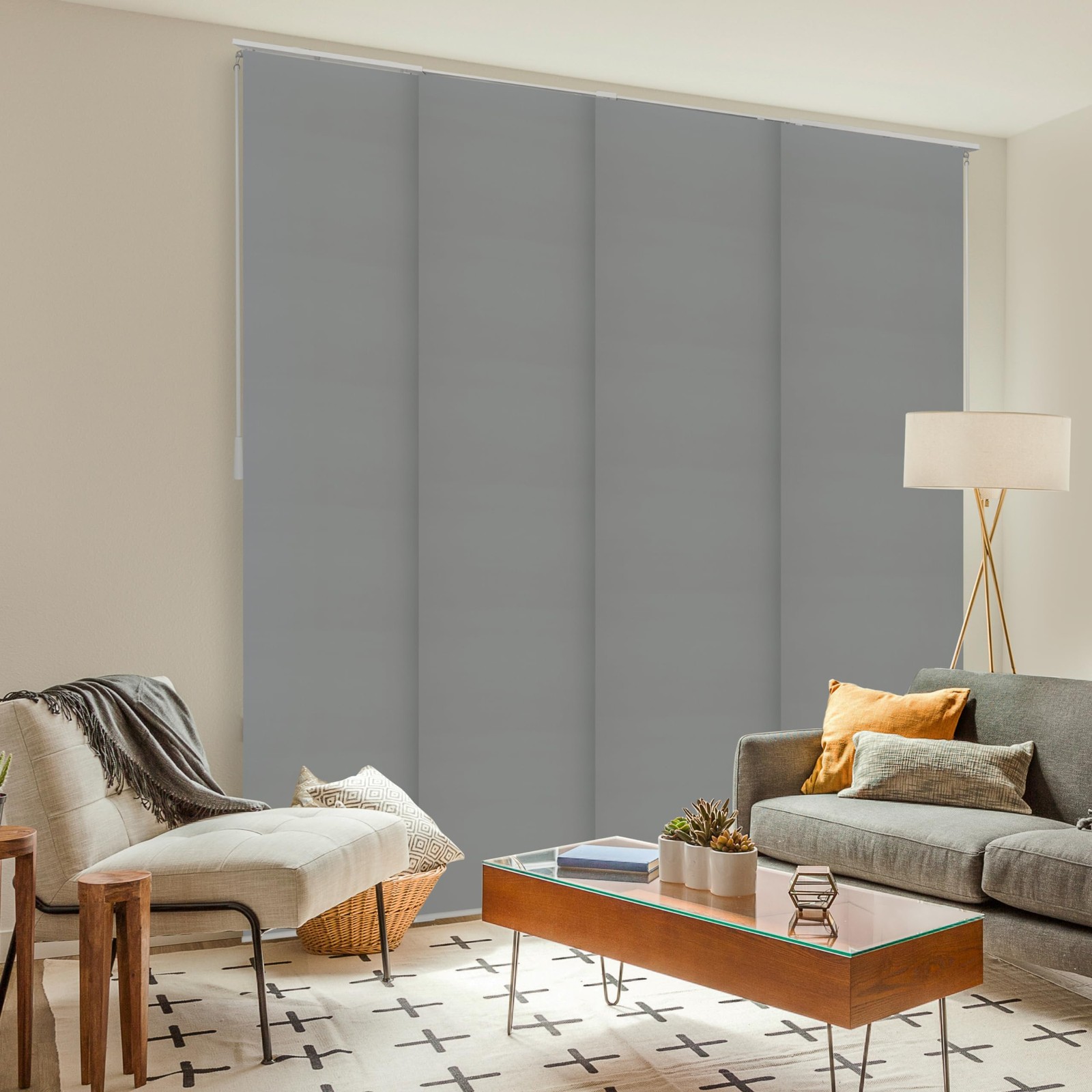 Chicology Panel Track Blinds For Sliding Glass Embossed Textured Weave Fabric