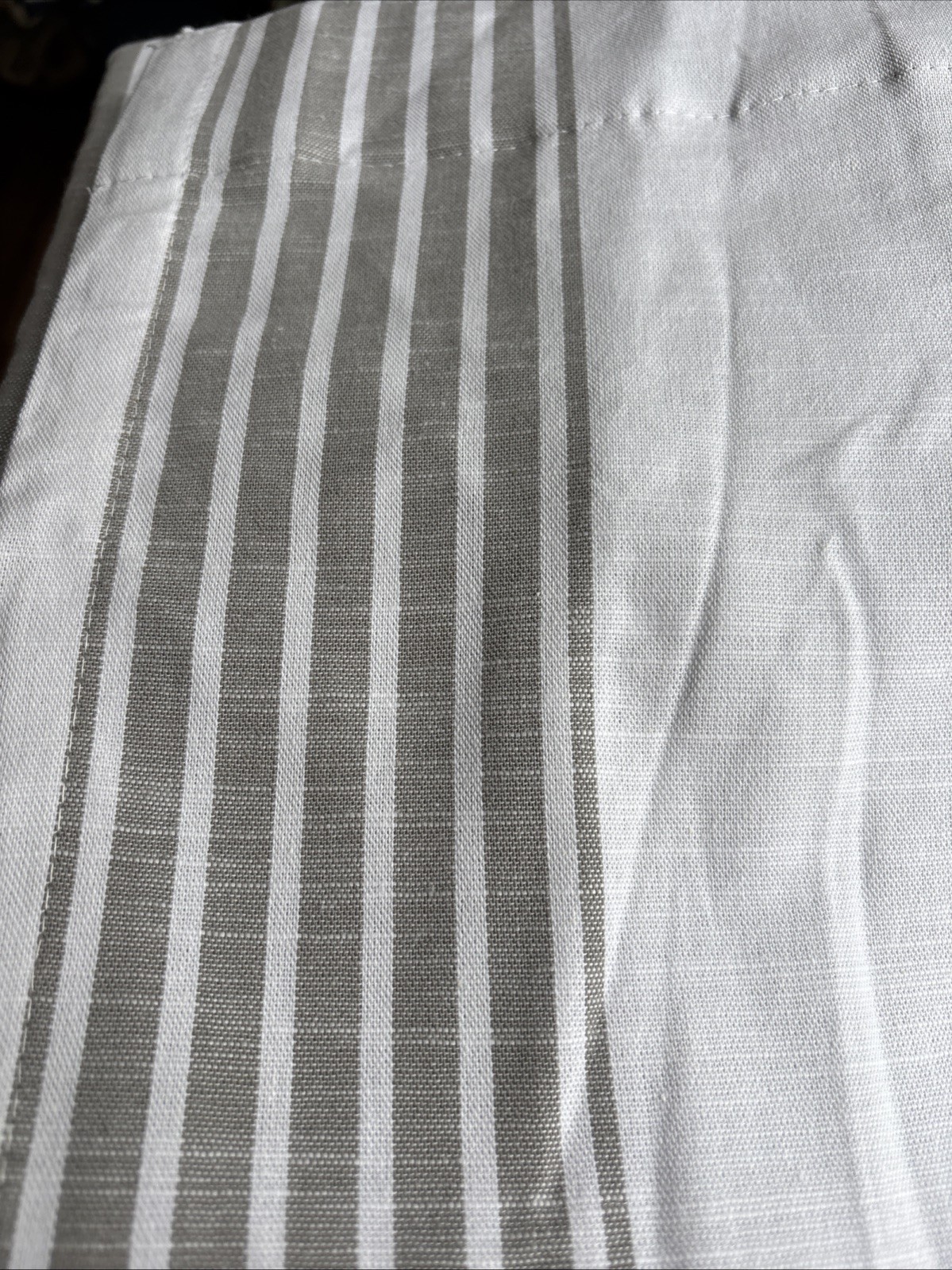 One Threshold Blackout Curtain Panel White Gray Vert Stripe Chambray 84×50”