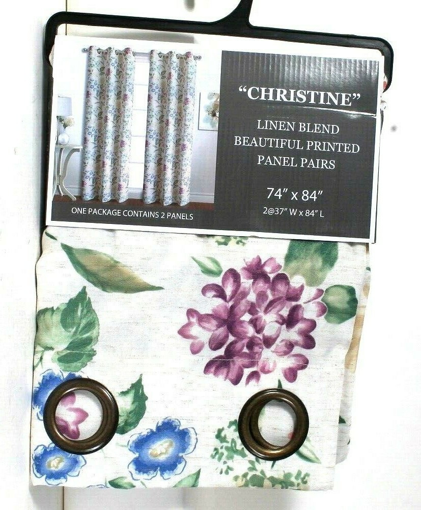 United Christine 37″ X 84″ Linen Polyester Blend Beautiful Printed Panel Pairs