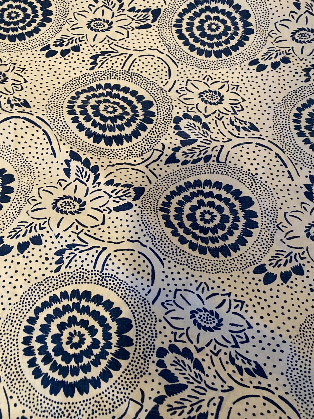 Handmade? Curtain Panel 93″ long, 68″ wide, Rod Pocket Indigo Blue Floral
