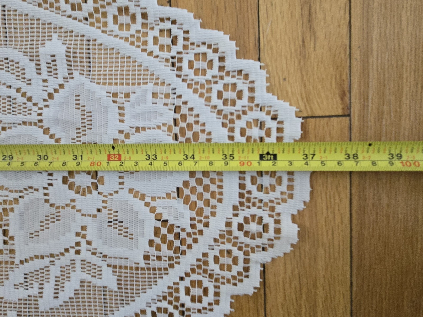 Vintage White Lace Deep Scalloped Valance Floral Pansy 68×37 Victorian Sheer