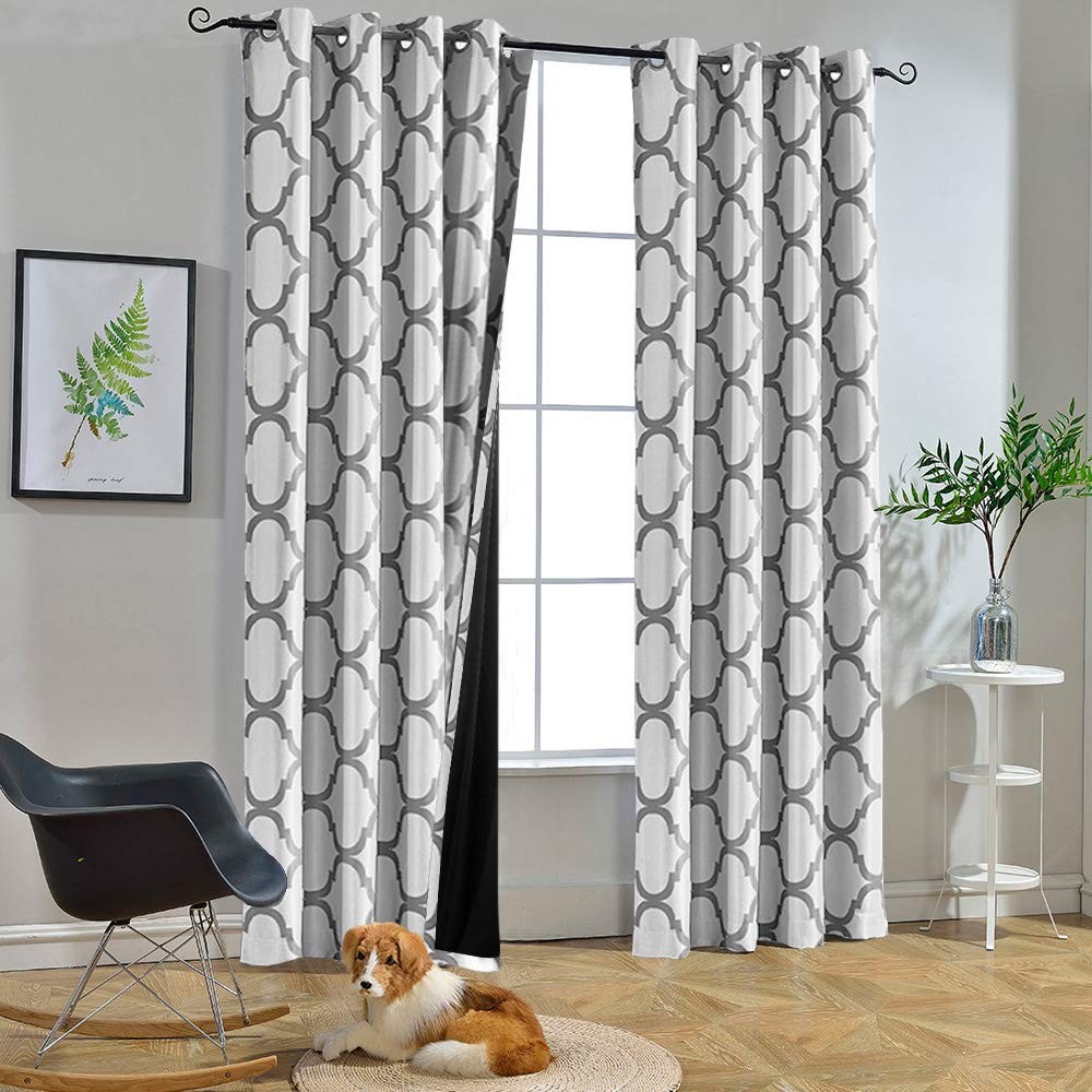 Moroccan 100% Blackout Curtains For Bedroom 63 Inch Length Living Room Thermal I