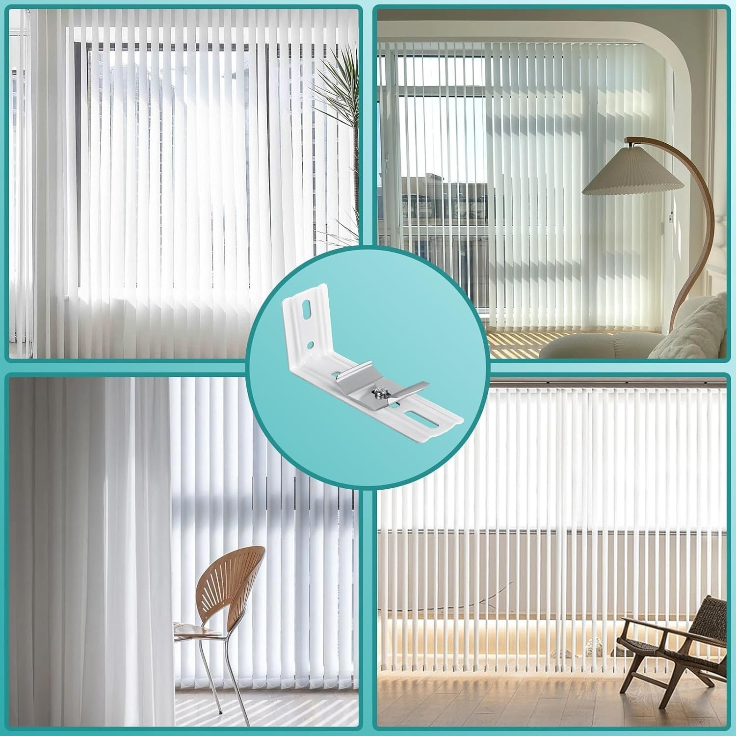 6 Pcs Vertical Blinds L Bracket Vertical Blind Wall Mount with Headrail 1-1/2…