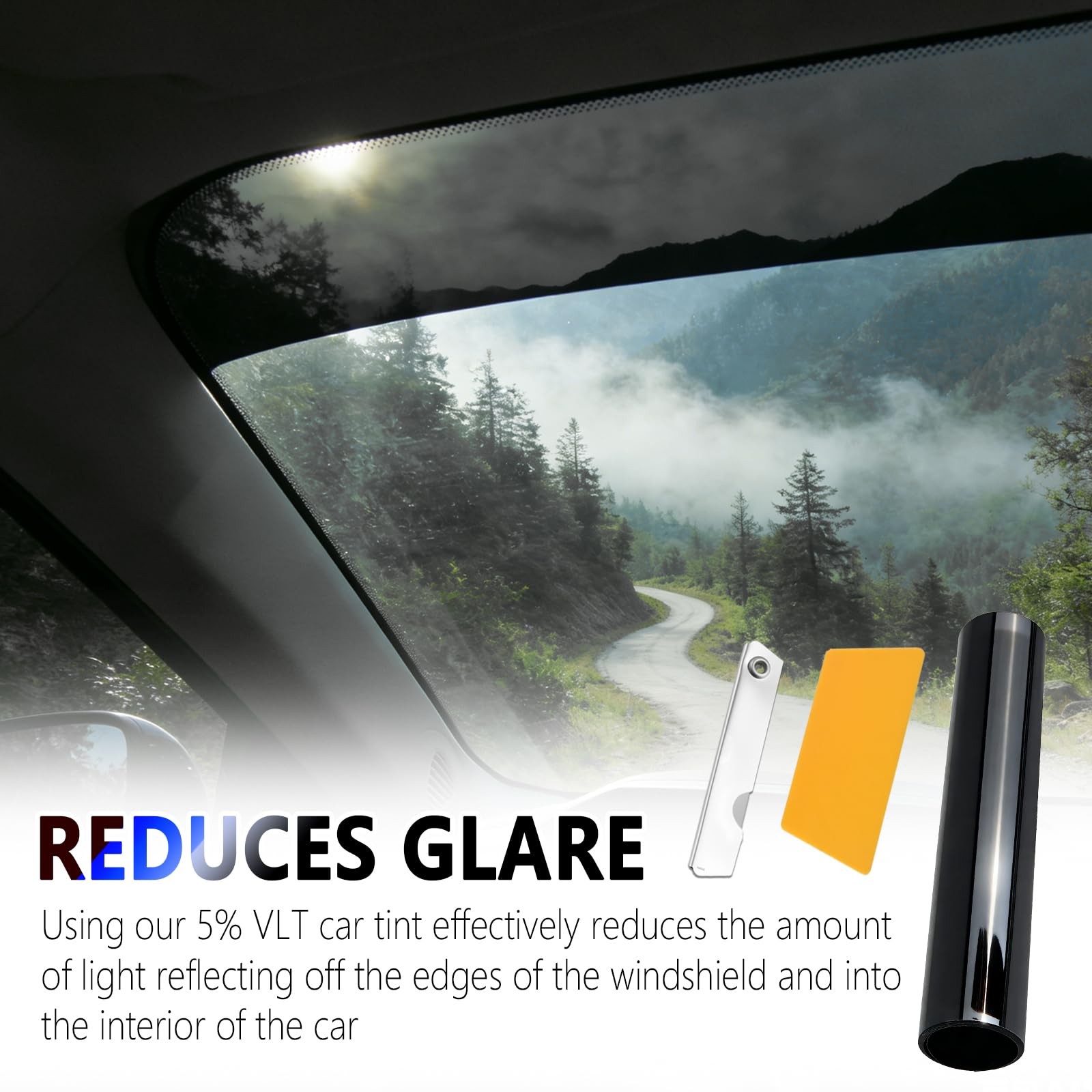 Car Windshield Tint Strip Kit 5% VLT Reduce Glare with Scraper & Knife