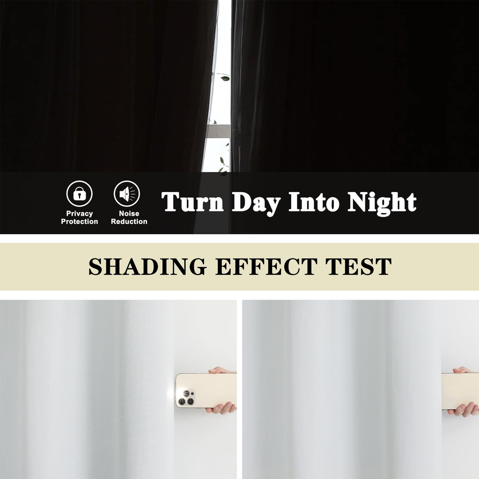 2 Panels 100% Blackout Curtain Liners for Behind Curtains, Darkening Thermal Ins