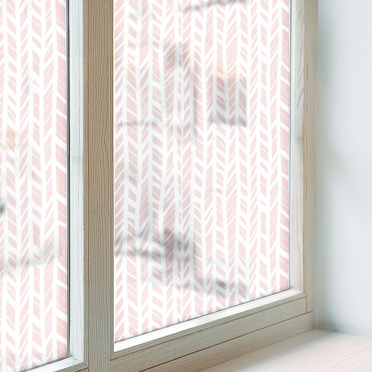 Frosted Effect Great Alternative to Blinds Pastel Herringbone Art Pink
