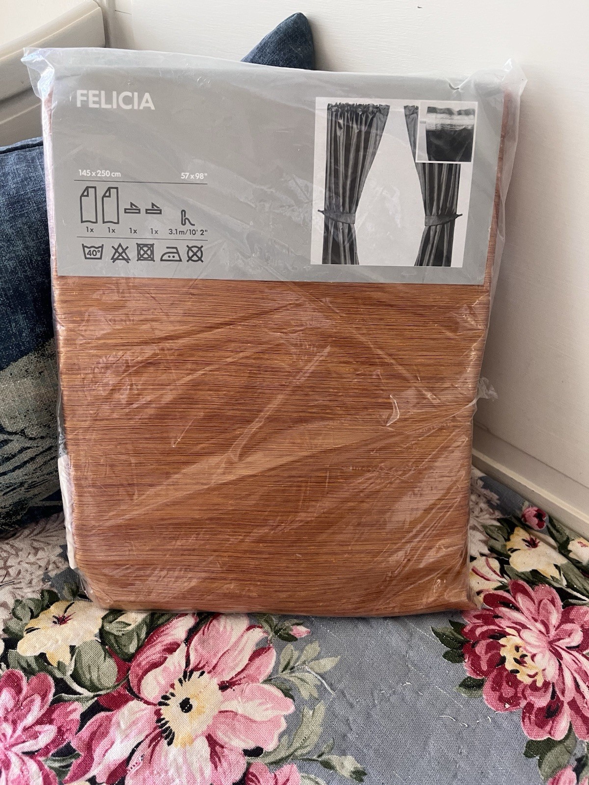 🌷2 IKEA FELICIA SHINY COPPER UNLINED DRAPERY PANELS 56X115 NIP (4 Available)