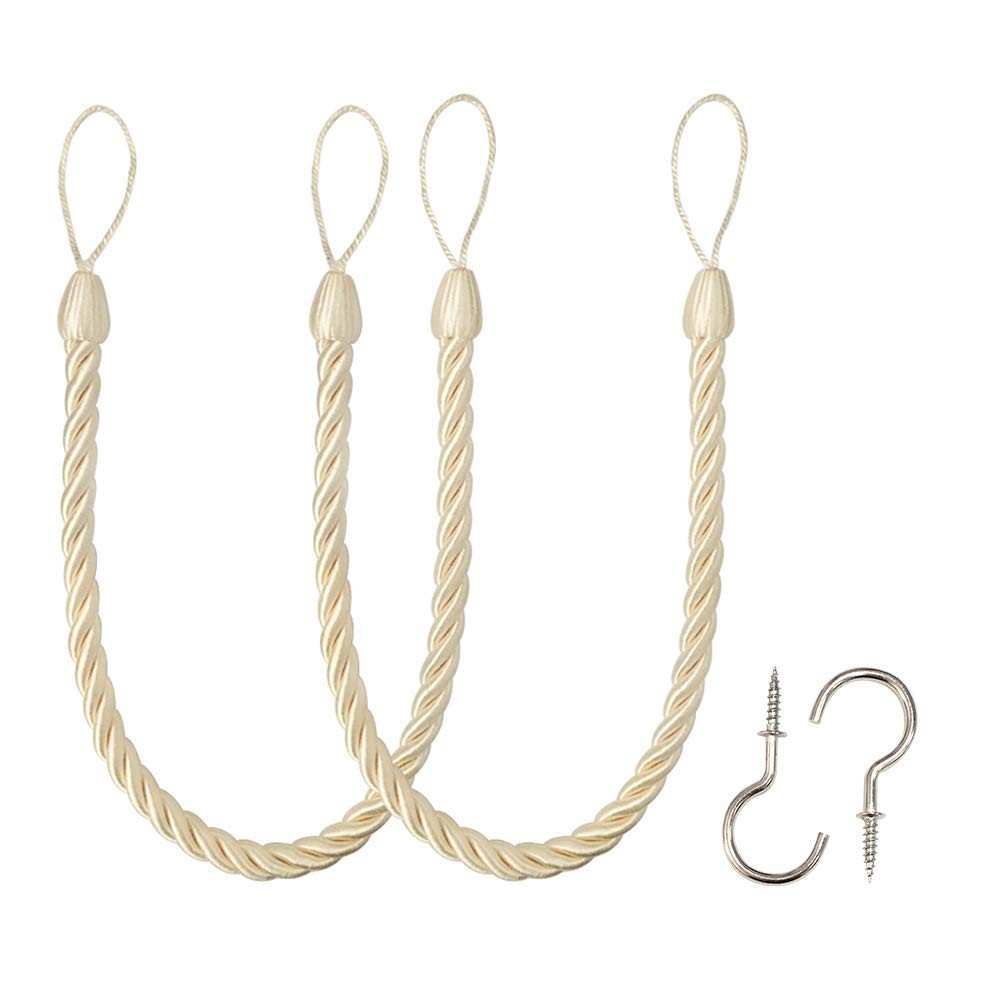 Curtain Ropes Tiebacks TieBacks, Curtain Handmade Holdbacks with 2 Metal Scre…