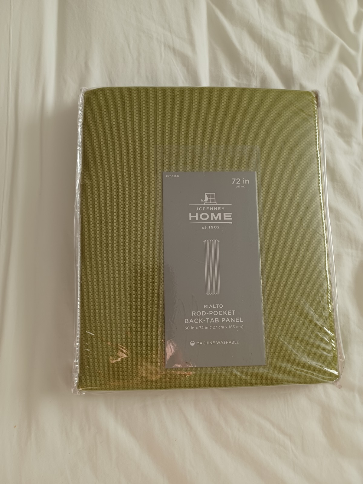 Six New JC Penney-Olive Green 50″x 72″ Rialto Rod Pocket Back-Tab Panel Curtain.