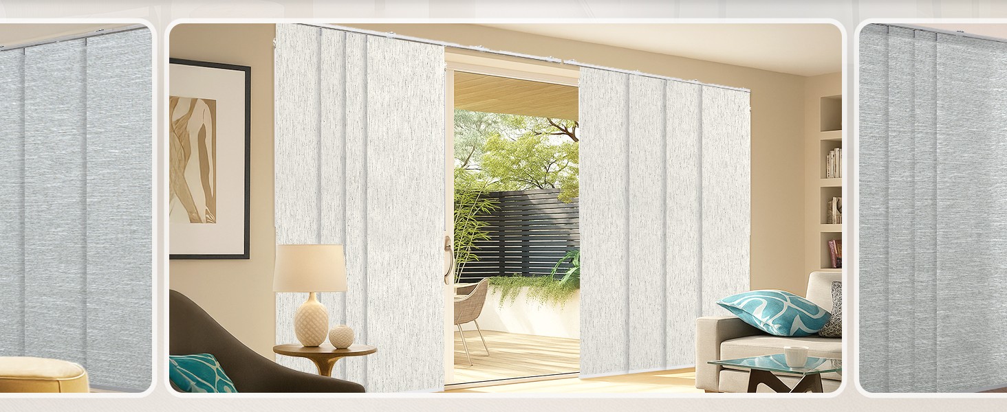 Panel Track Blinds for Sliding Doors, Light Filtering Grey | Extendable Track