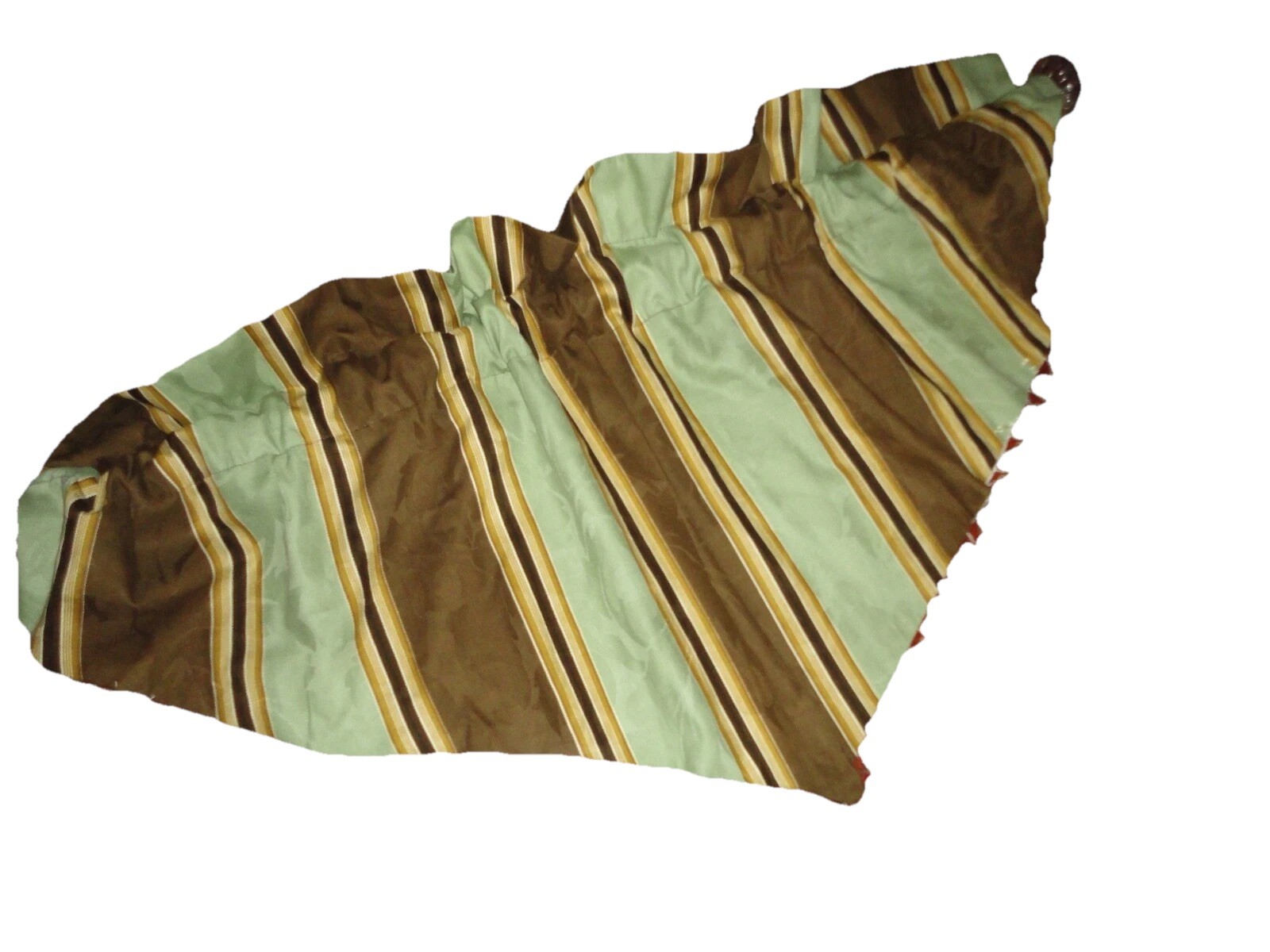 WAVERLY CAPULET STRIPE GREEN & BROWN BEADED (1) LINED ASCOT VALANCE 50 X 22