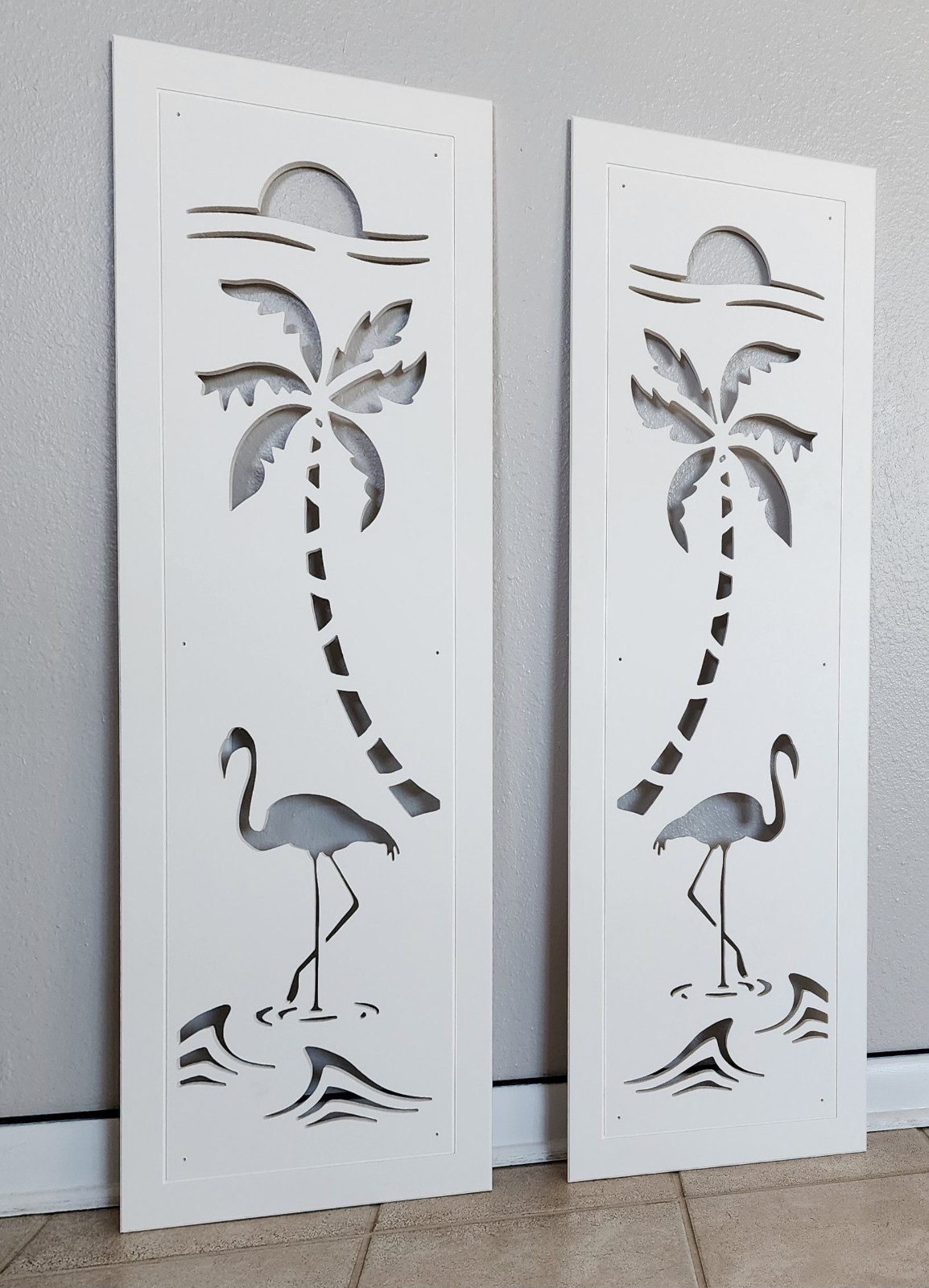 Decorative Window Shutters, Flamingo Design, Sold in Pair of 2 shutters