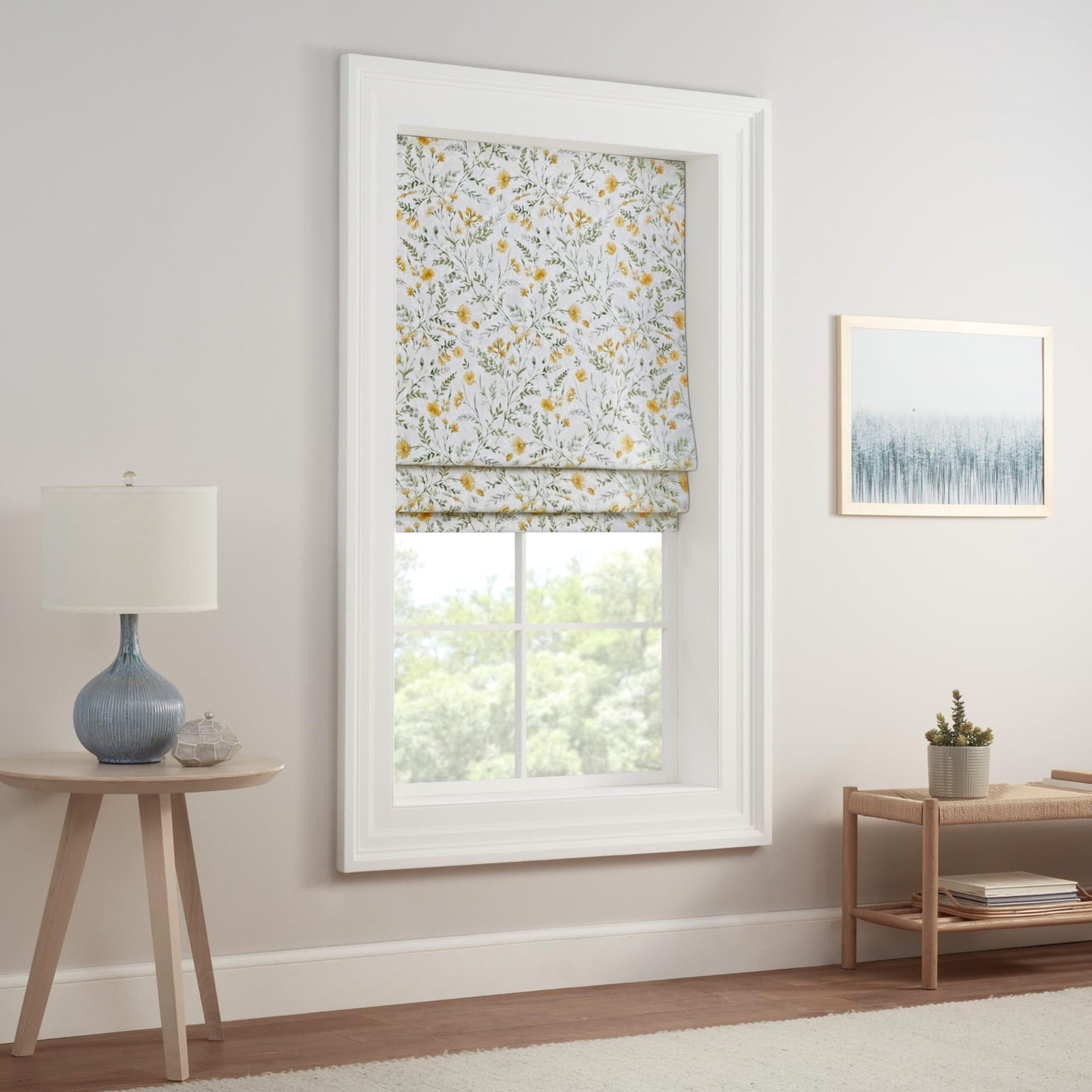 Eclipse Evangeline Botanical Roman Shade 31 in Wide x 64 in Long Aloe