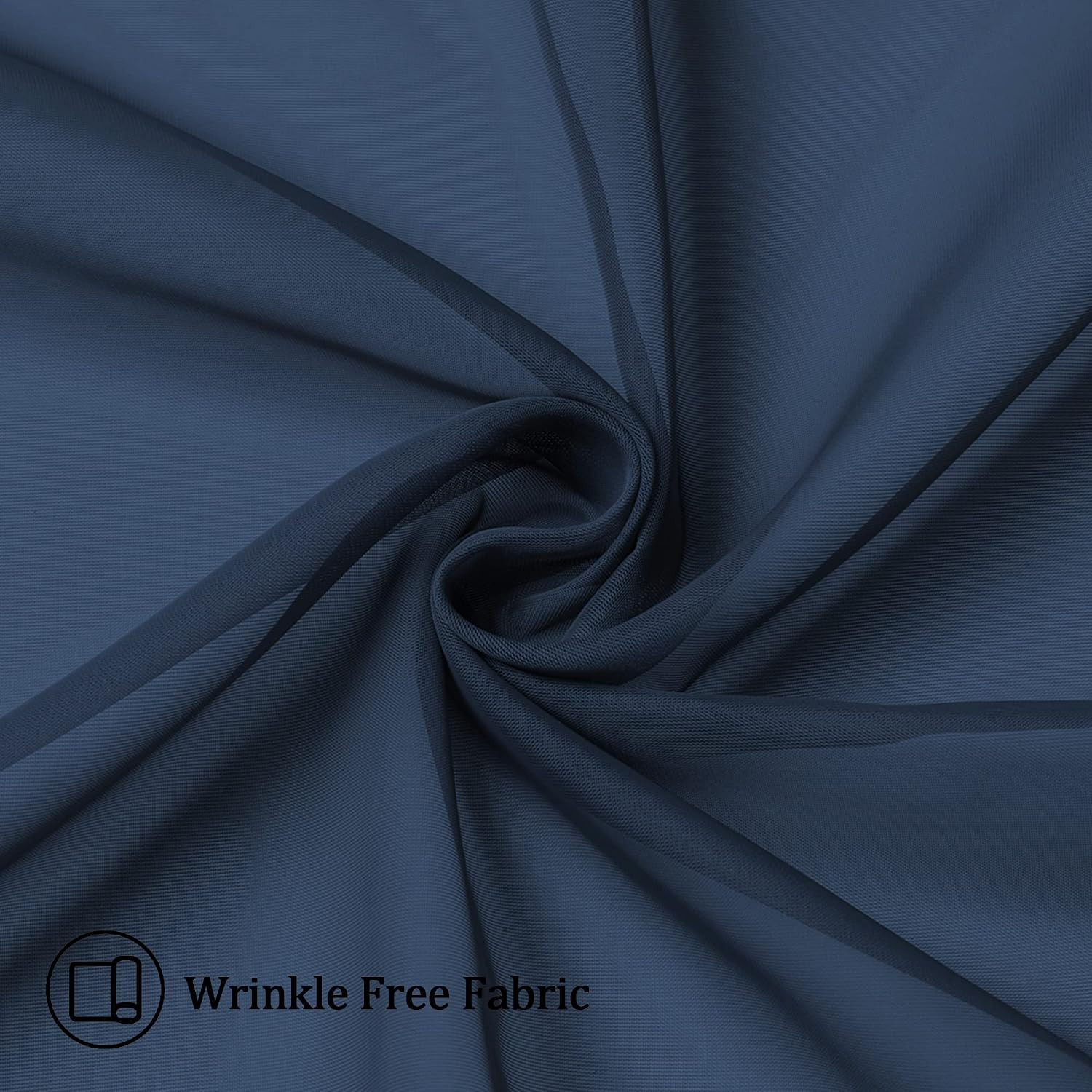 Navy Blue Sheer Curtains 45 Inch Length 2 Panels Set for Farmhouse