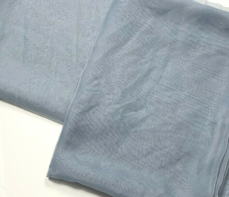 2 Sheer Curtains Panels Drapes Pair Medium Blue Solid 70 Long Window Light