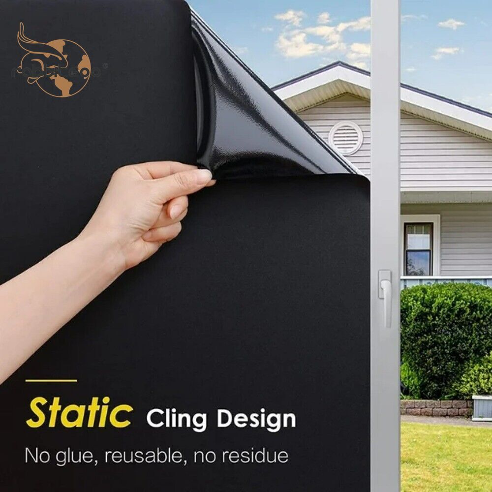 100% Privacy Window Film Blackout Tint Static Cling for Bathroom Glass Sticker