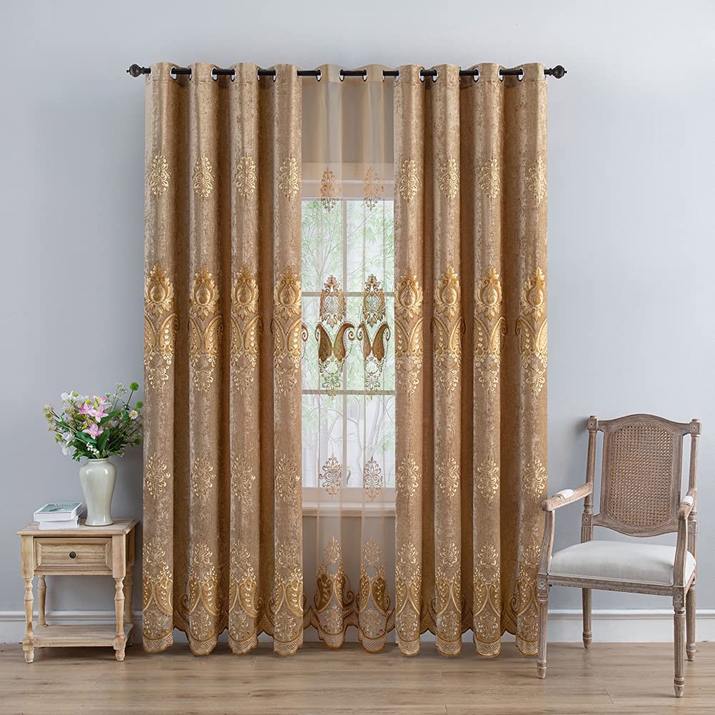 Elkca Chenille Curtain Embroidered Pattern For Living Room European Curtains