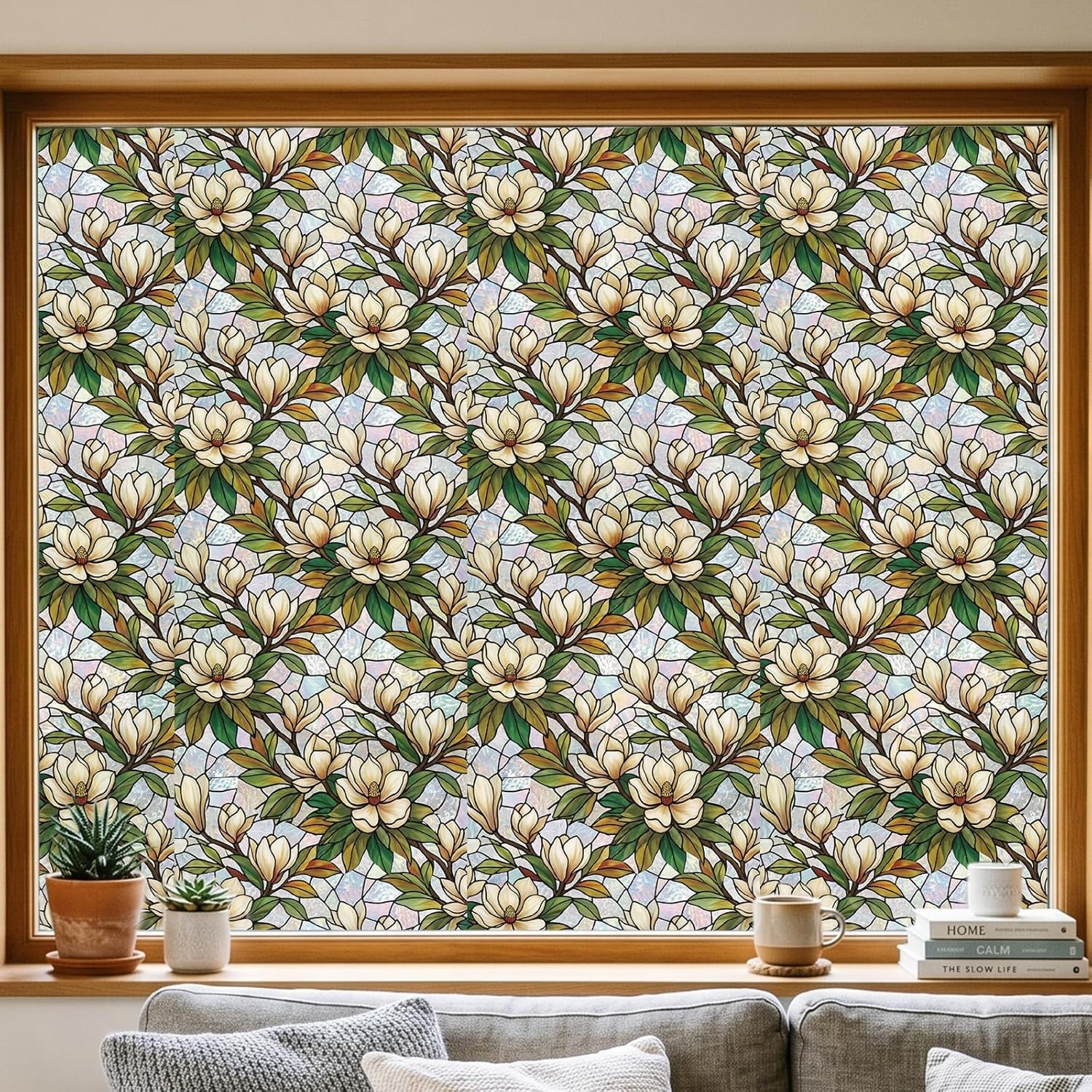 Window Privacy Film Stained Glass, 6 Pcs Vintage Static Cling Decorative Window