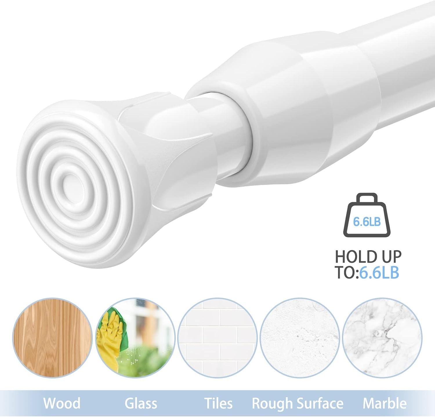 Versatile Tension Curtain Rods in White, 27″-37″ – Perfect for Doors & Windows
