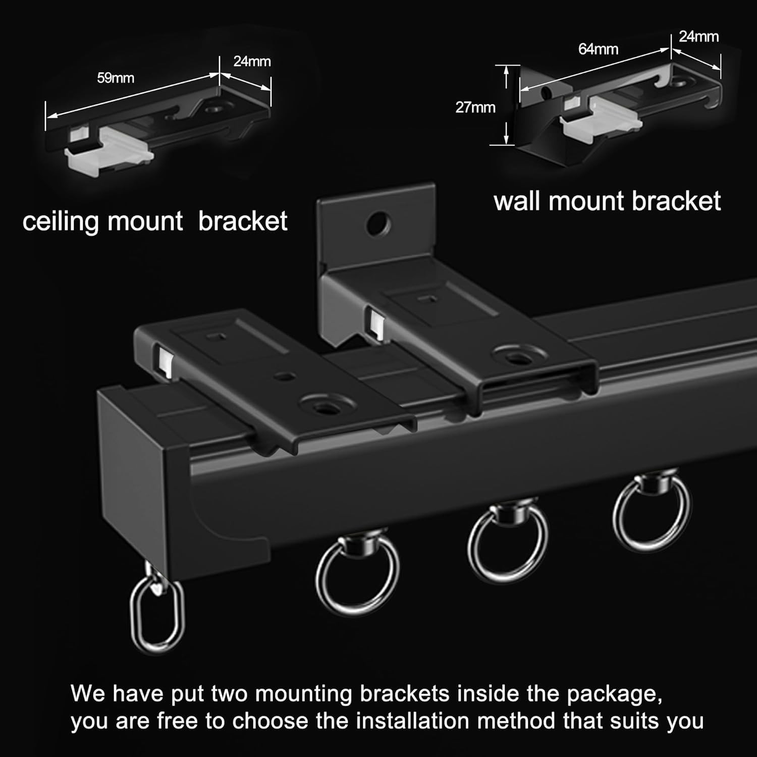 Yxhomme Aluminum Alloy Silent Curtain Tracks Ceiling Or Wall Mounted Curtain