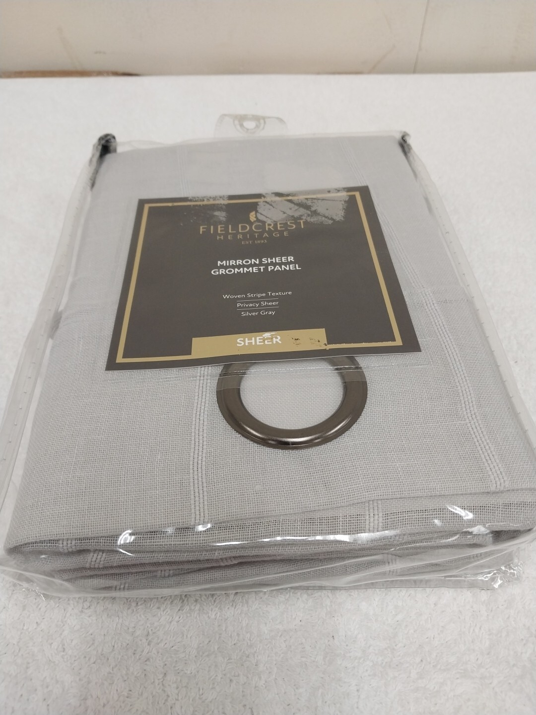 Fieldcrest Heritage Mirror Sheer Grommet Panel Curtain 50in x 96in Silver Gray