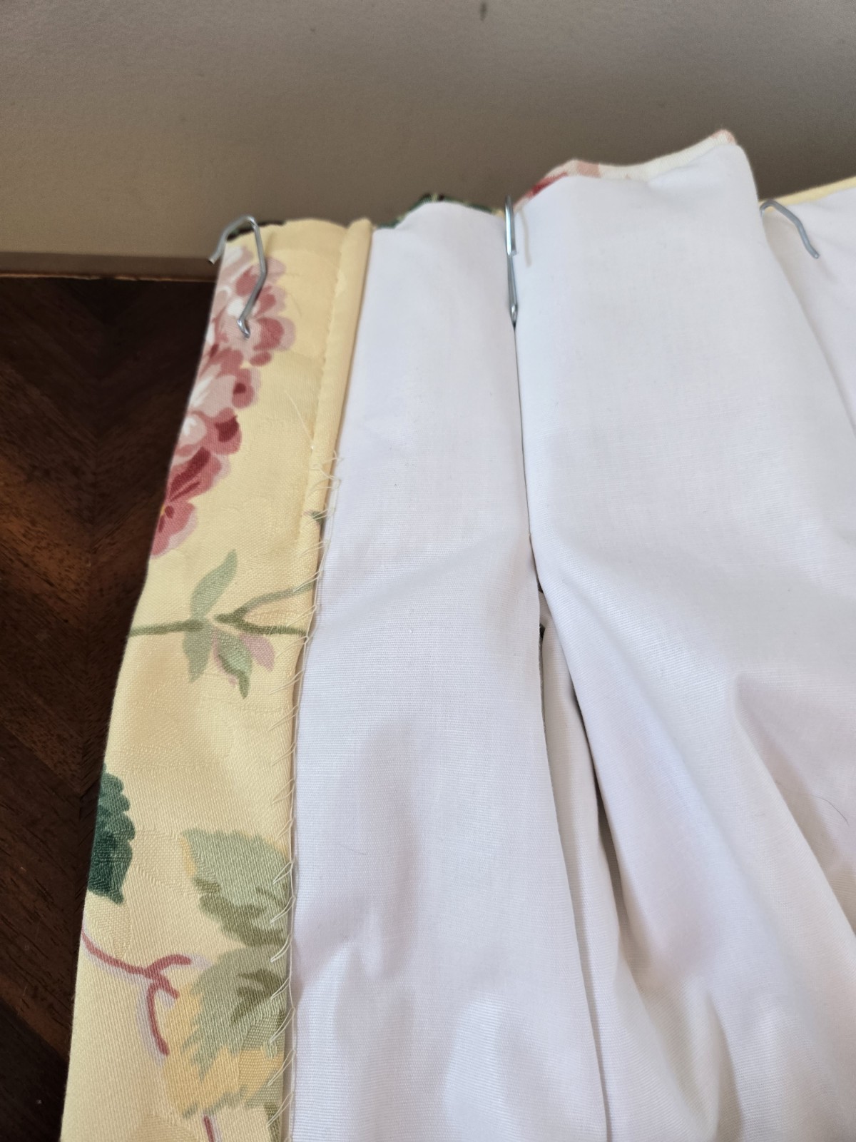2 Custom English Country Cottage Rose Yellow Multi Pinch Pleat Drapes W30xL86